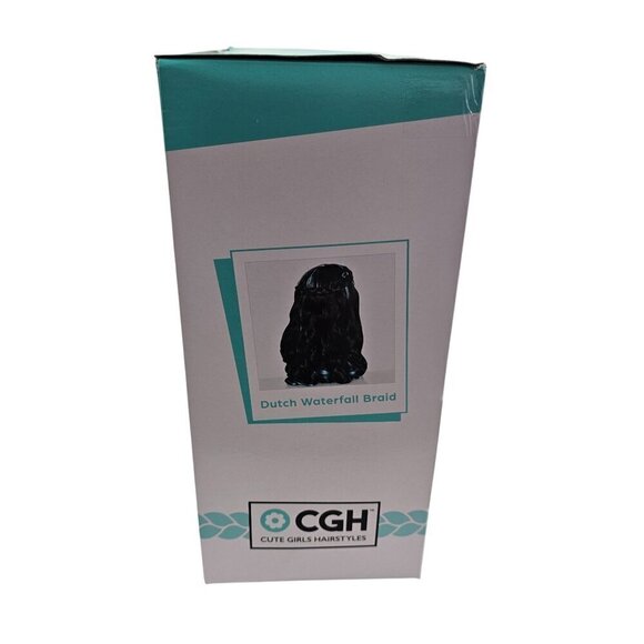 Cute Girls Hairstyles Styling Head Black with Blue Streaks 20 Piece Set NEW! - Picture 5 of 15